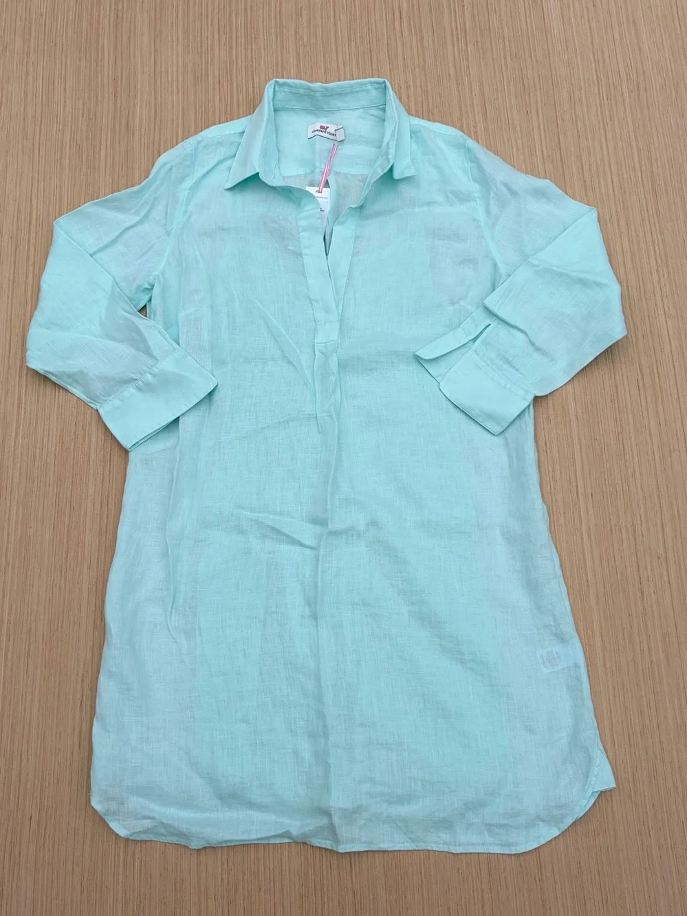 NEW Vineyard Vines Solid Lucaya Coverup Dress Linen Blue Green - Picture 2 of 15